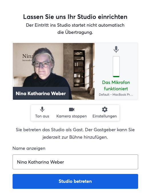 Anleitung Podcast-Gast Streamyard: Gastbildschirm
